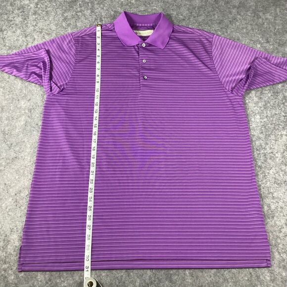 Donald Ross Men's Short Sleeve Purple Pin Striped Golf Polo Shirt Size Large - Picture 7 of 14